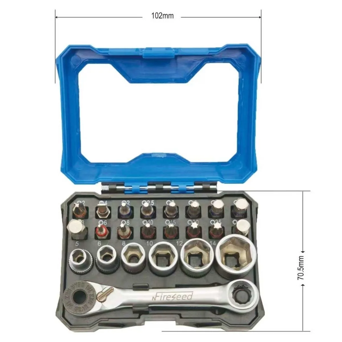 Kit Soquete Catraca 60T 1/4 Bits 3-25mm Aço CR-V Reparo Moto Bicicleta - Imagem 4