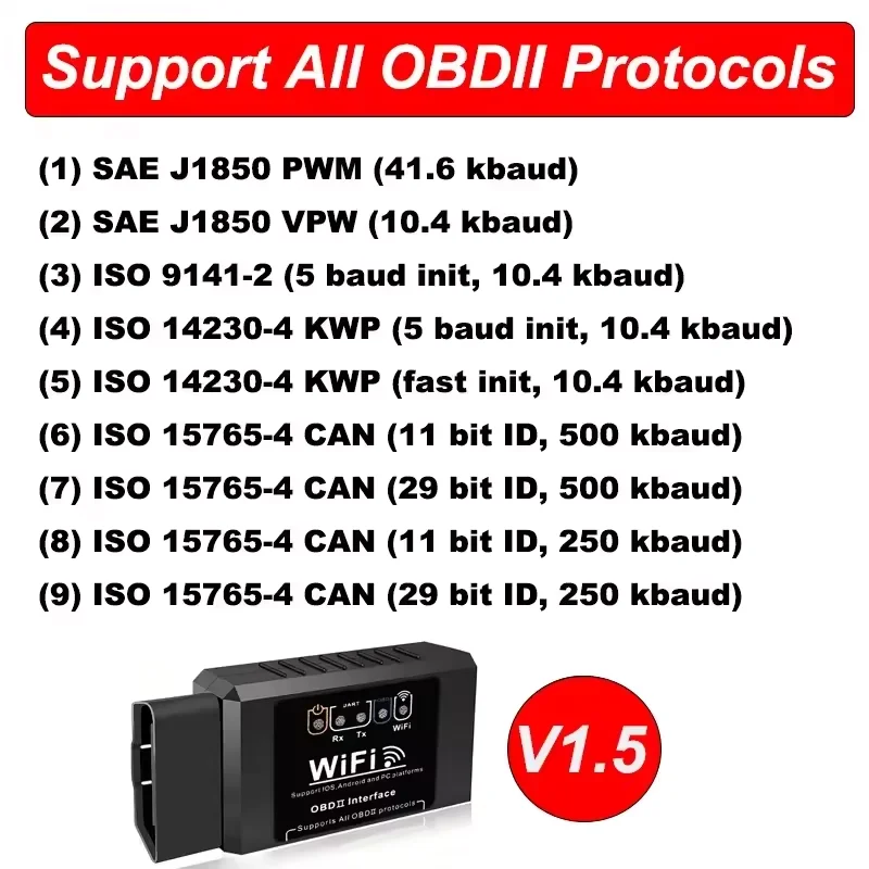 Scanner OBD2 ELM327 WiFi V1.5 para Android iOS PC - Imagem 5
