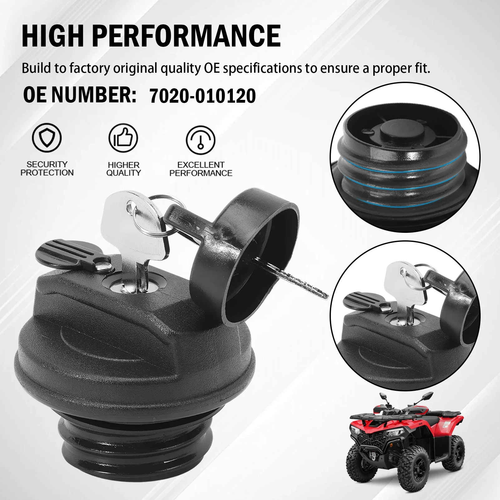 Tampa Tanque Combustível com Trava para CF-Moto CForce 7020-010120 - Imagem 5