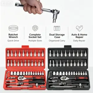 kit ferramentas mecânicas 46 peças catraca 1/4