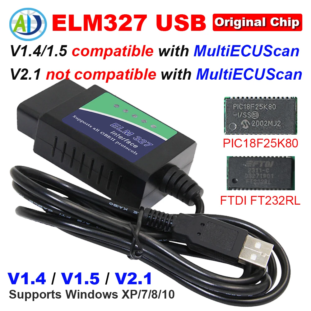 scanner obd2 usb elm327