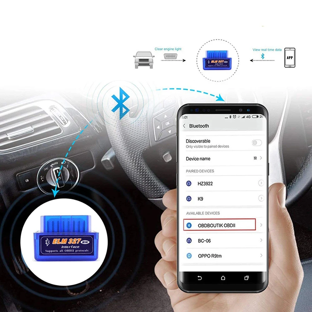 Scanner automotivo OBD2 Bluetooth ELM327 v2.1 para Android - Imagem 2