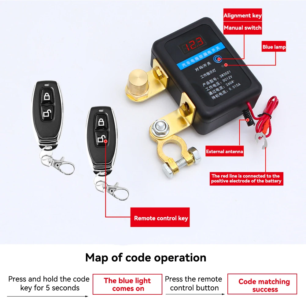 Interruptor de Bateria Remoto 12V 260A para Carro Caminhão SUV - Imagem 3