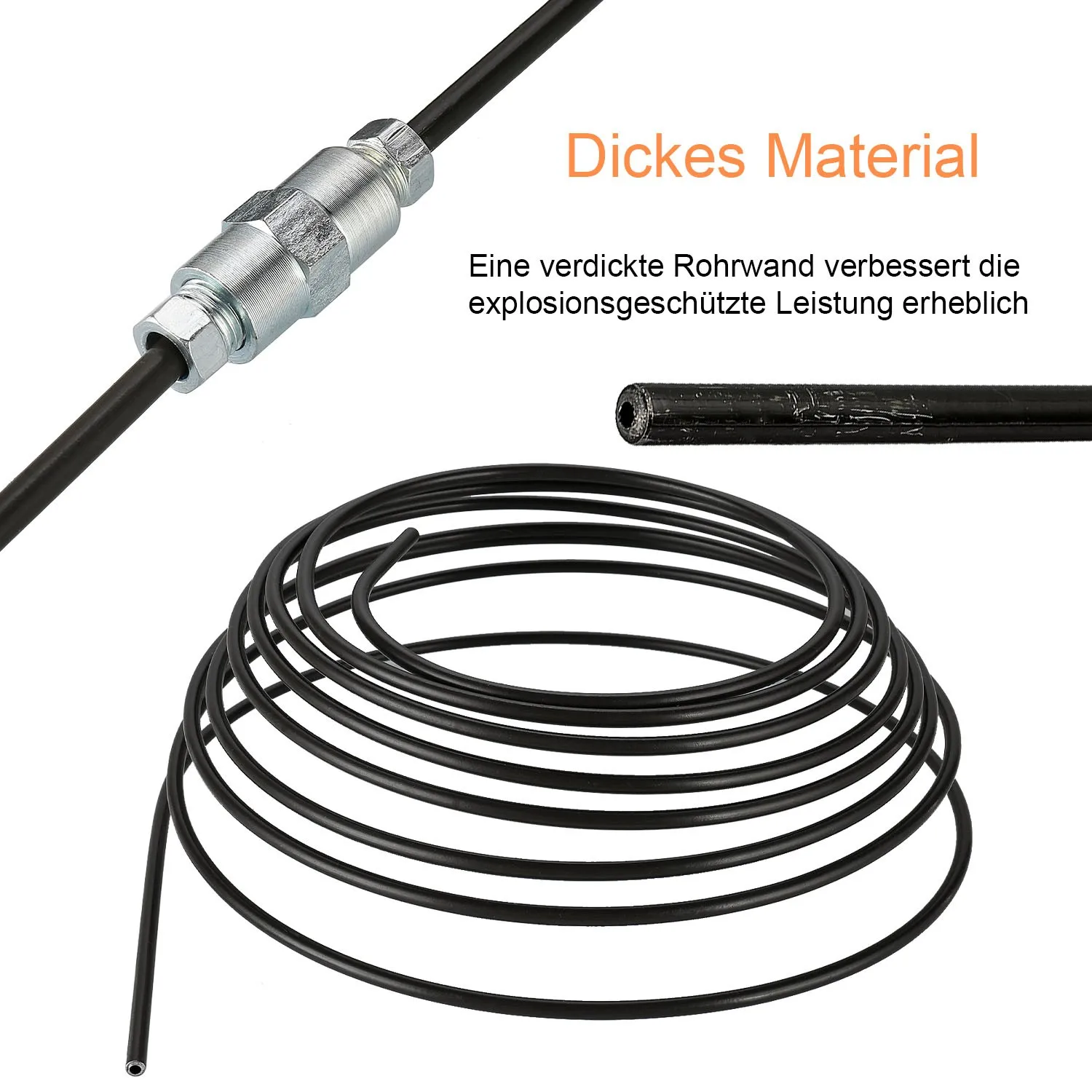 Tubo de freio 5m 3/16" (4,75mm) aço PVF com porcas M10 e conectores - Imagem 2