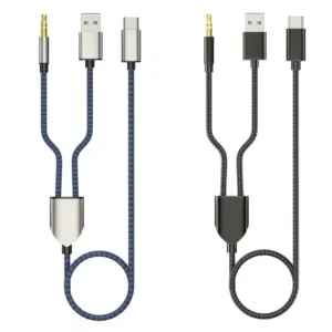 cabo audio carregamento usb-c 2 em 1