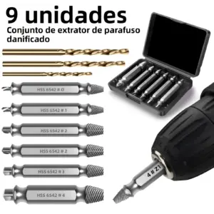 extrator de parafuso quebrado 9 peças