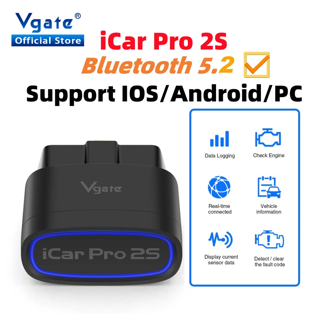 scanner obd2 bluetooth 5.2 vgate icar pro 2s